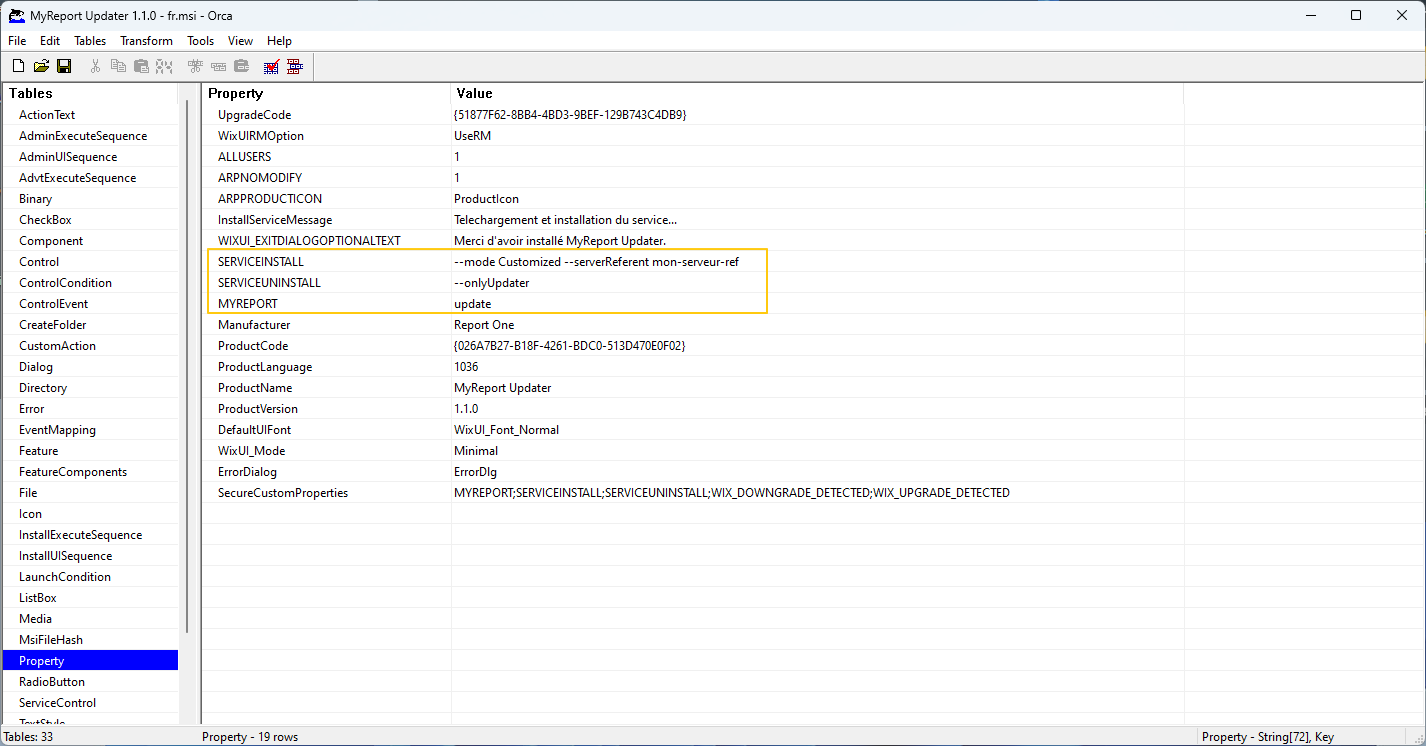 Exemple de configuration dans ORCA :